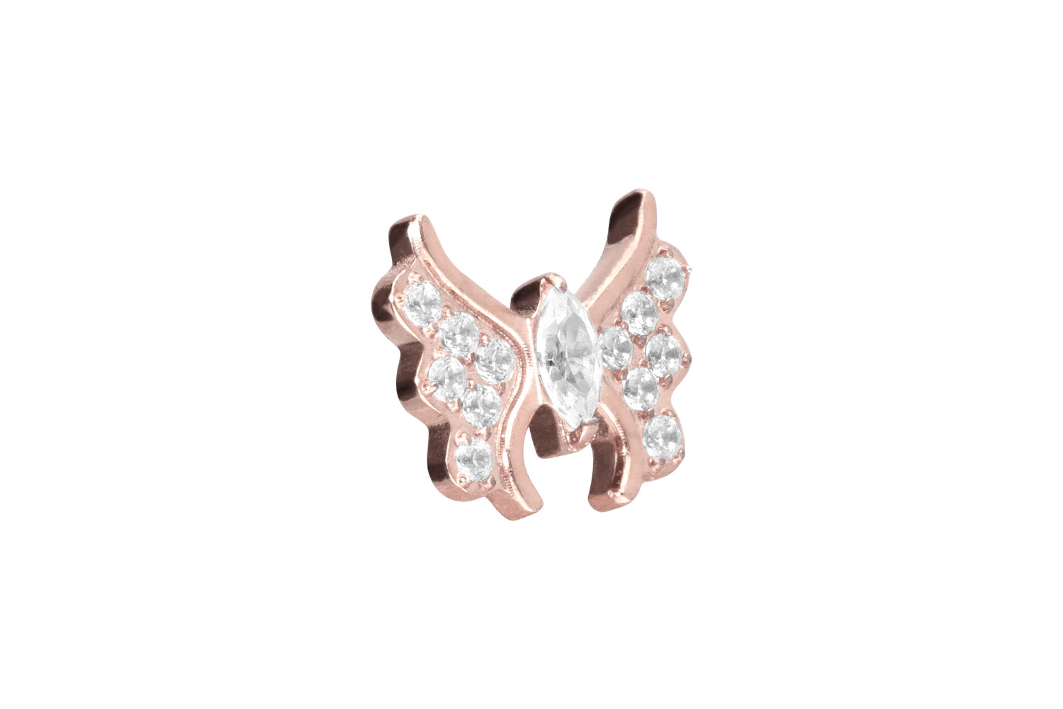 Titan Schraubaufsatz mit Außengewinde KRISTALLSCHMETTERLING von Piercingline